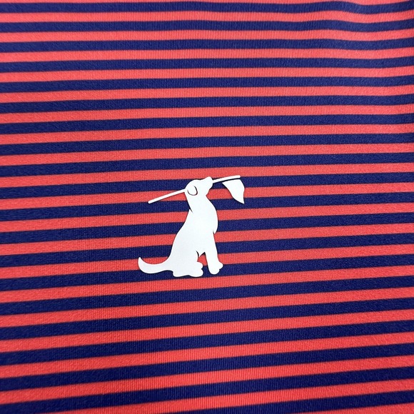 Birdie Retriever Polo Shirt Mens 2XL Red Blue Stripe Golf Performance Stretch - Picture 4 of 11
